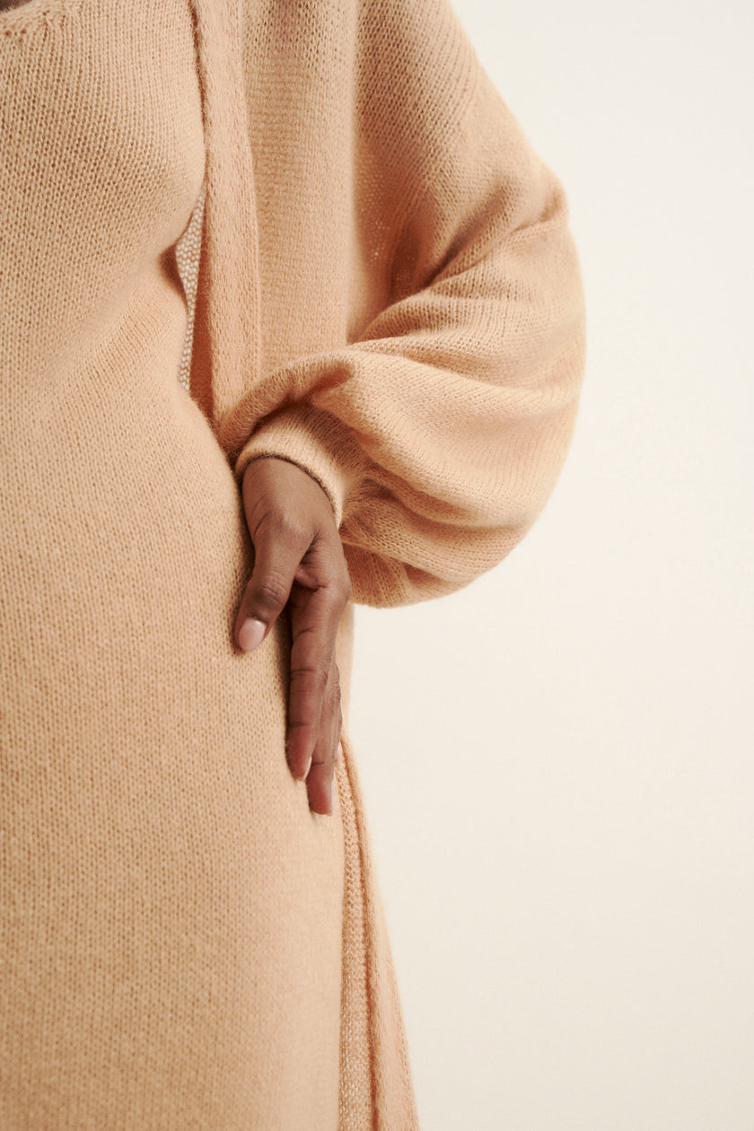 DIORA alpaca long cardigan, peach