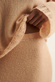 DIORA alpaca wool skirt with lace hem, peach