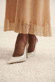 DIORA alpaca wool skirt with lace hem, peach