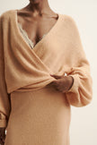 DIORA alpaca cardigan with balloon sleeves, peach
