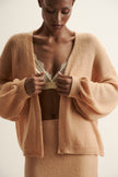 DIORA alpaca cardigan with balloon sleeves, peach