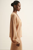 DIORA alpaca cardigan with balloon sleeves, peach