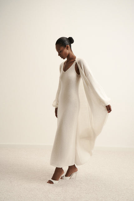 DIORA alpaca long cardigan, milk
