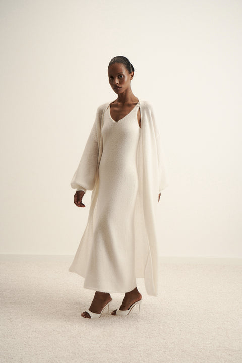 DIORA alpaca long cardigan, milk