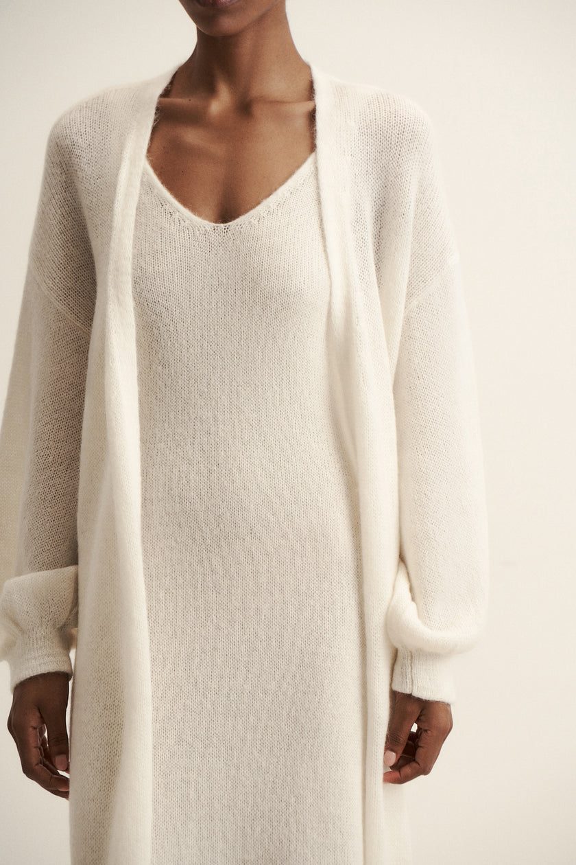 DIORA alpaca long cardigan, milk