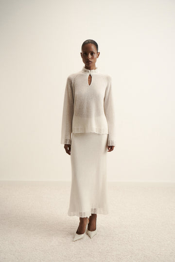 DIORA alpaca scallop-trim jumper, milk
