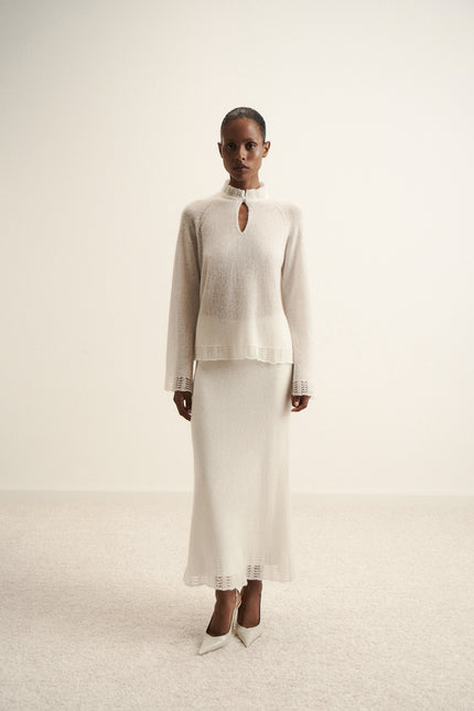 DIORA alpaca scallop-trim jumper, milk