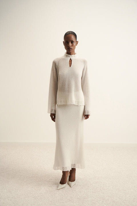DIORA alpaca scallop-trim jumper, milk