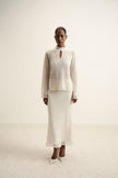 DIORA alpaca wool skirt with lace hem, milk