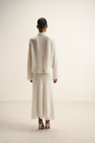 DIORA alpaca wool skirt with lace hem, milk