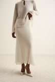 DIORA alpaca wool skirt with lace hem, milk
