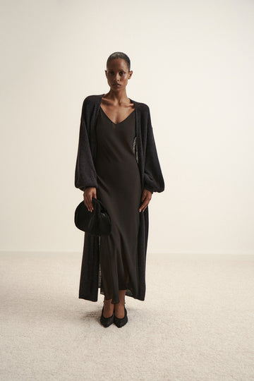 DIORA alpaca long cardigan, black