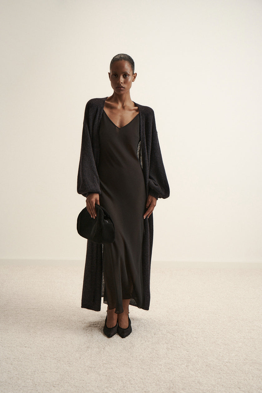 DIORA alpaca long cardigan, black