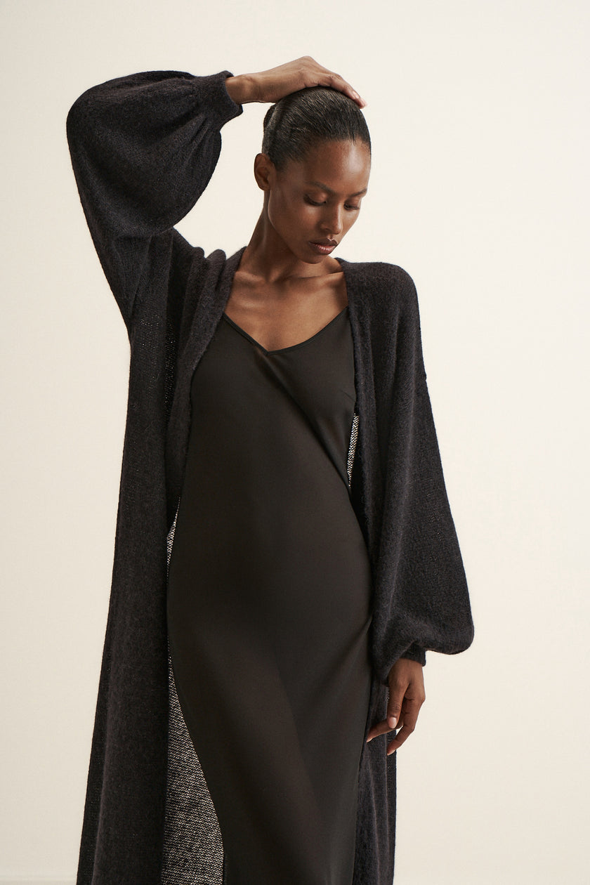 DIORA alpaca long cardigan, black