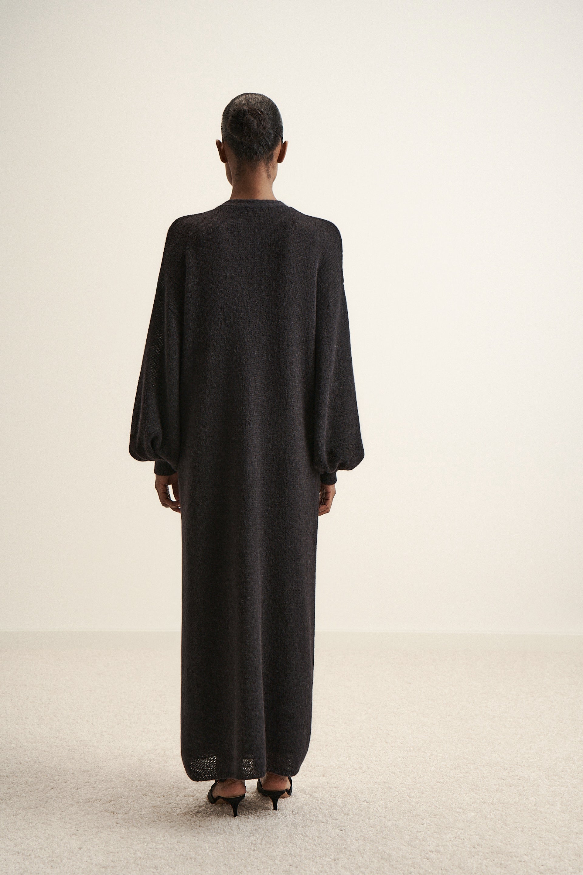 DIORA alpaca long cardigan, black