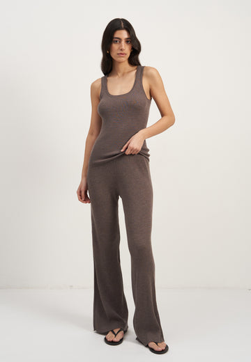 PALOMA top with round neckline, mocha