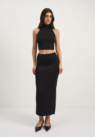 AMUSE cropped turtleneck top, black