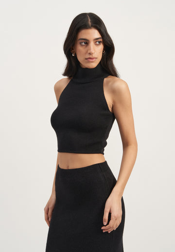 AMUSE cropped turtleneck top, black