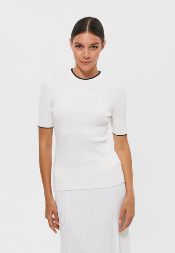 COLETTE jumper with contrast trim, white