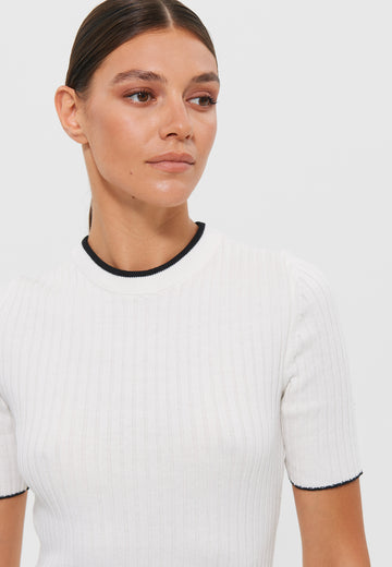 COLETTE jumper with contrast trim, white