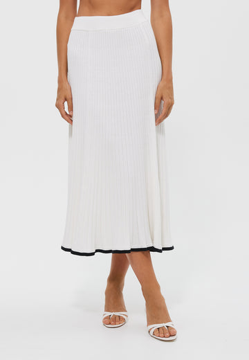 COLETTE A-line skirt with contrast trim, white